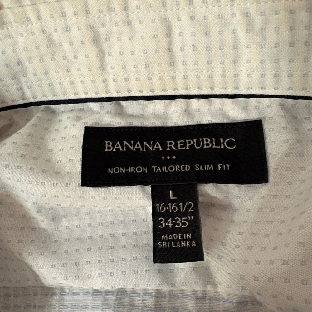 Banana Republic White Checkered Dress Shirt Size Large - Picture 4 of 10